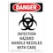 Signmission Safety Sign, OSHA Danger, 24" Height, Infection Hazard Handle, Portrait OS-DS-D-1824-V-1373 - alternate 1